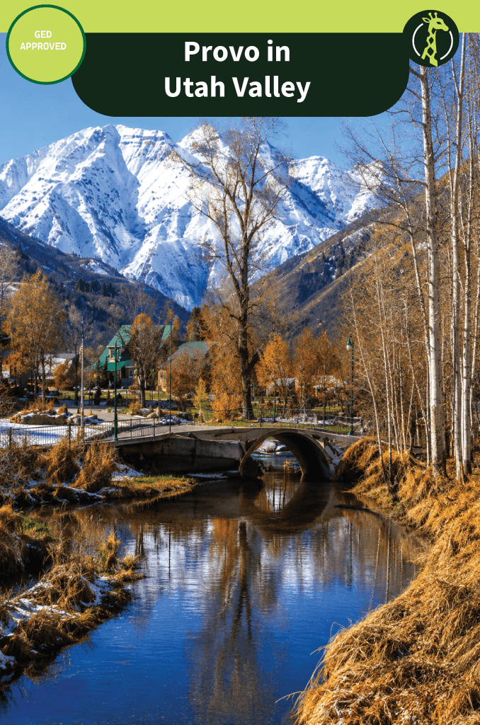 Provo, Utah, with the Provo Temple and Brigham Young University framed by the Wasatch Mountains.